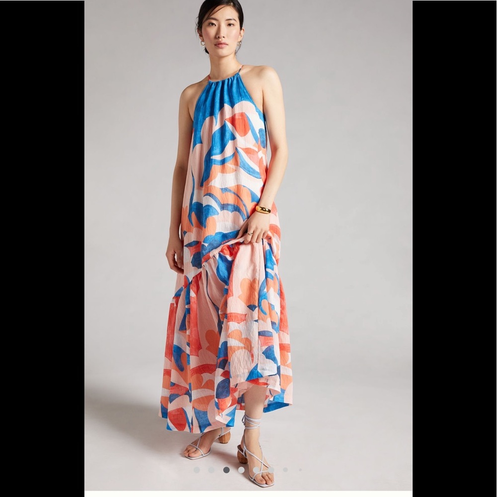 ANTHROPOLOGIE NWT MAEVE FLOUNCED HALTER MAXI DRESS 🔥